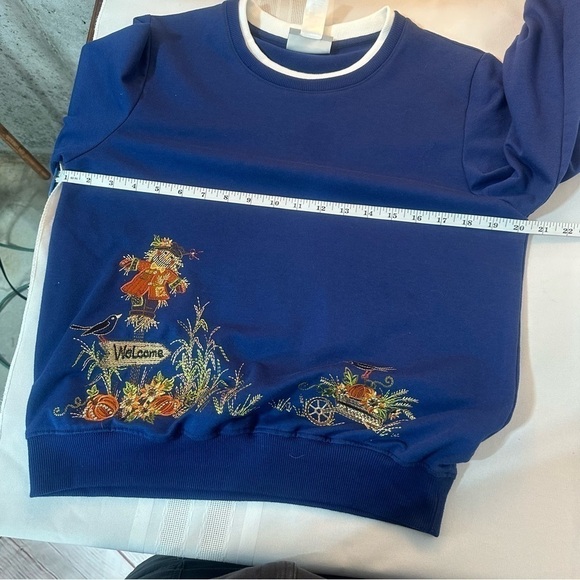 Alfred Dunner fall harvest, pumpkin vintage navy blue sweatshirt Halloween small - Picture 5 of 8